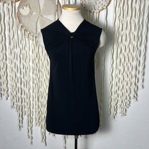 MM. Lafleur Black Sleeveless Twist-Neck Blouse